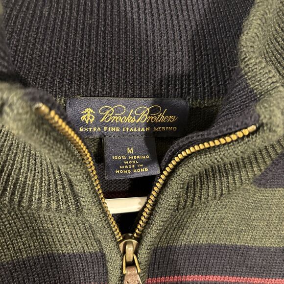 Brooks Brothers 100% Extra Fine Italian Merino Wool Sweater Men’s Medium 1/4 Zip - Picture 3 of 7